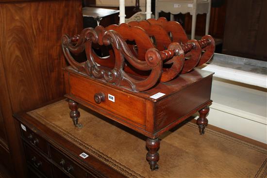 19th Century mahogany Canterbury with single drawer in base